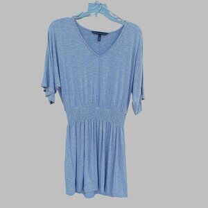 White House Black Market Gray Short-Sleeve V-Neck Elastic Waist Dress S Stretchy